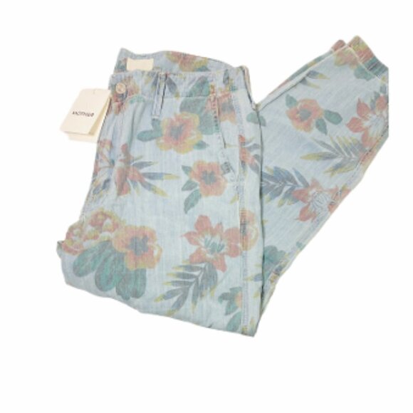 Mother Womens Blue Floral Tropical Mid Rise Lightweight Joggers Pants Sz 27 New - Picture 4 of 11